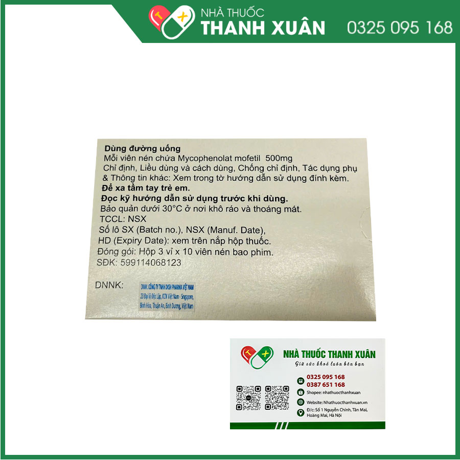 Thuốc Mycophenolate mofetil Teva điều trị dự phòng thải ghép cấp